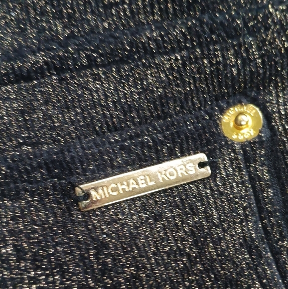 Michael Kors Foil Black Gold Metallic Leggings Sz 2X Stretch Figure Flattering - Picture 10 of 10